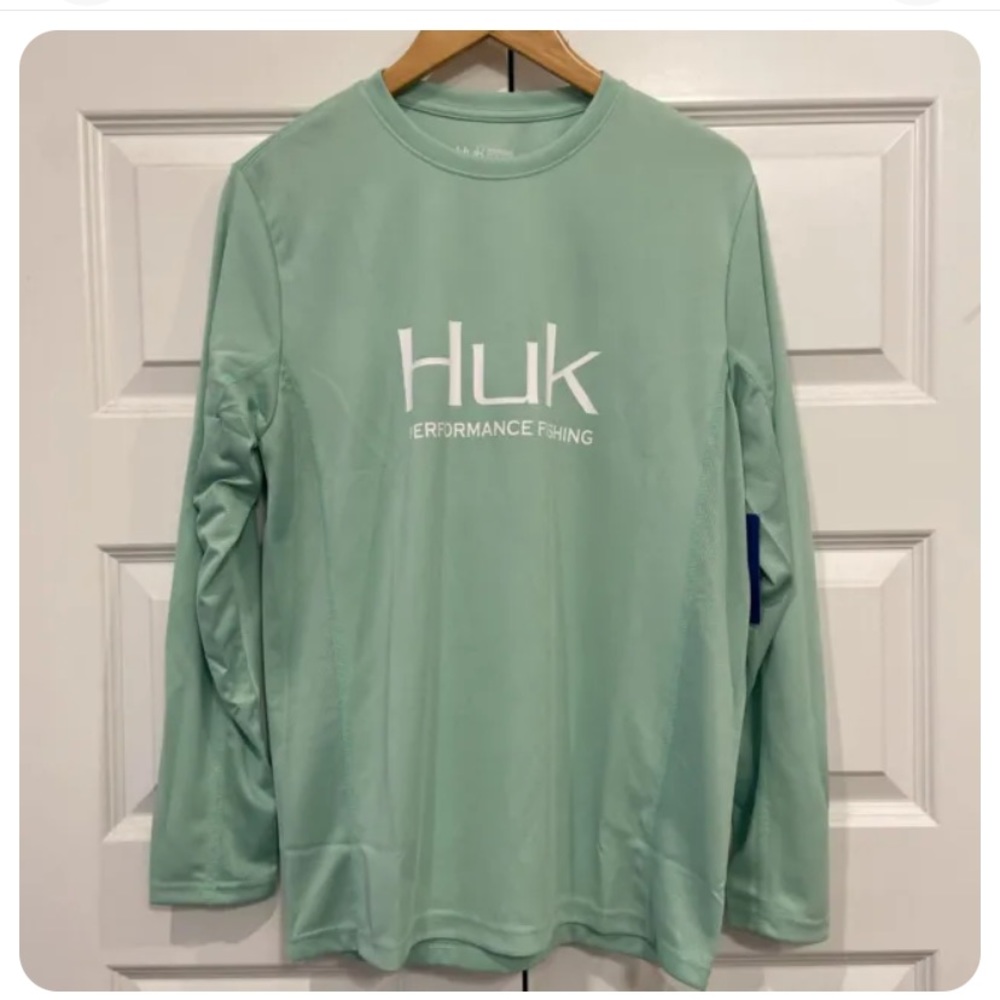 NWT HUK Icon Sleeve Fishing Performance Sun Shirt In Teal Size Small